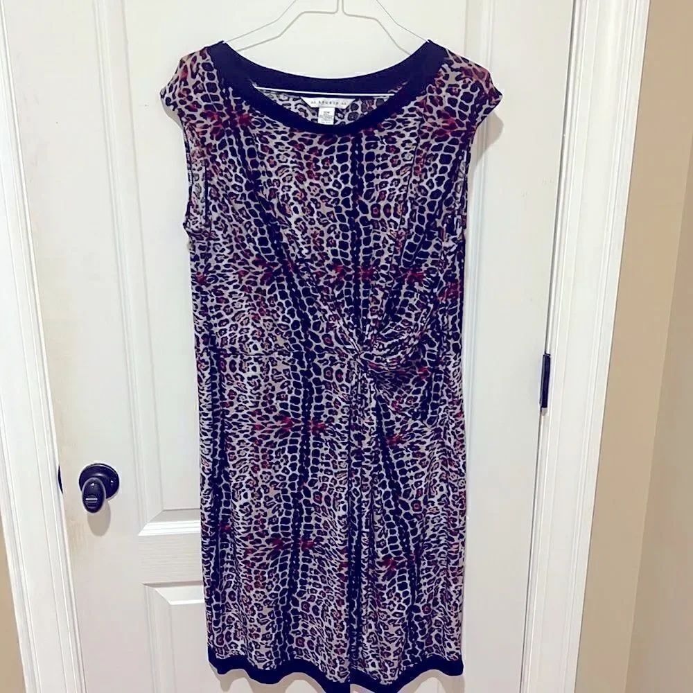 AA Studio Black Red Leopard Side Cinched Dress